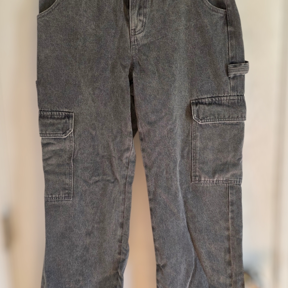 Womens Gray Cargo Jeans